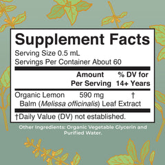 Organic Lemon Balm Leaf Liquid Drops